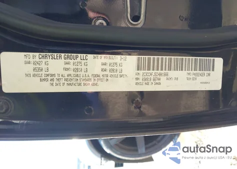 2012 Chrysler 300 Srt8 z USA, uszkodzony, nr VIN 2C3CCAFJ5CH801666